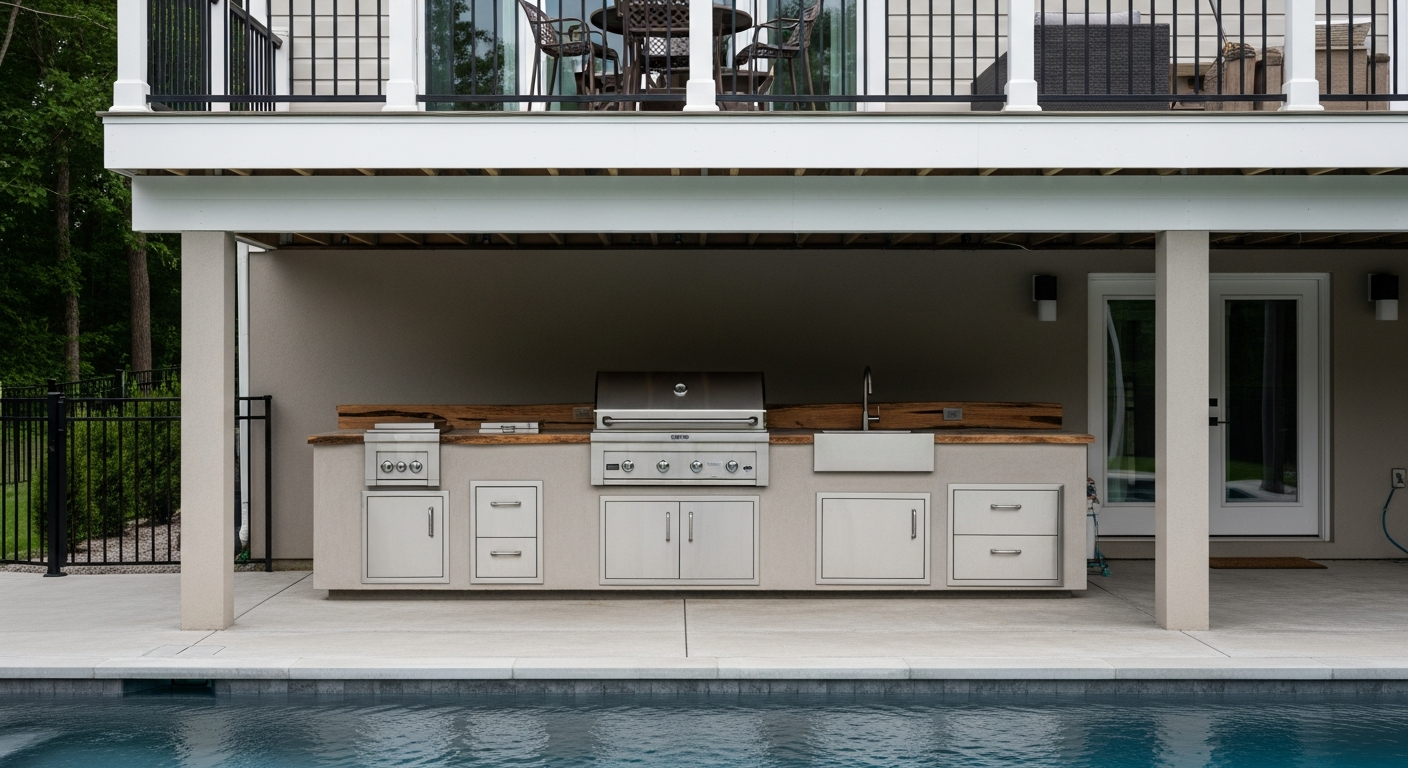 Outdoor Kitchen Under Deck