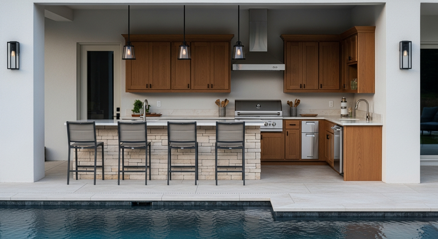 Outdoor Kitchen with Bar Seating