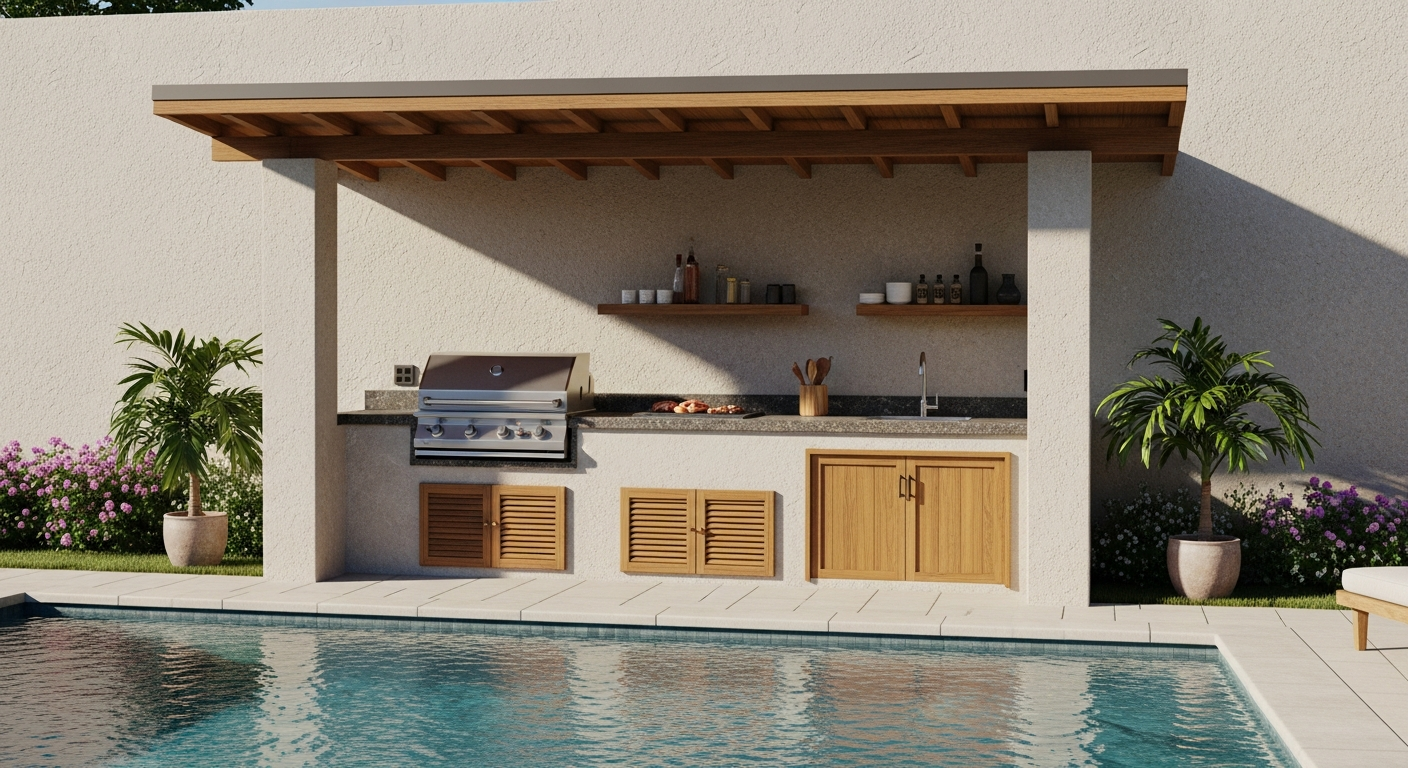 Outdoor Kitchen with Roof