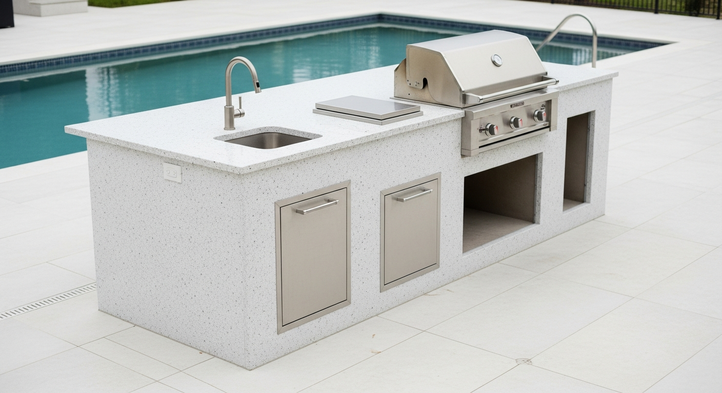 White Granite Outdoor Kitchen