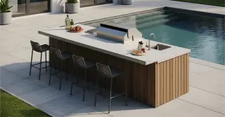Outdoor Kitchen Island with Bar